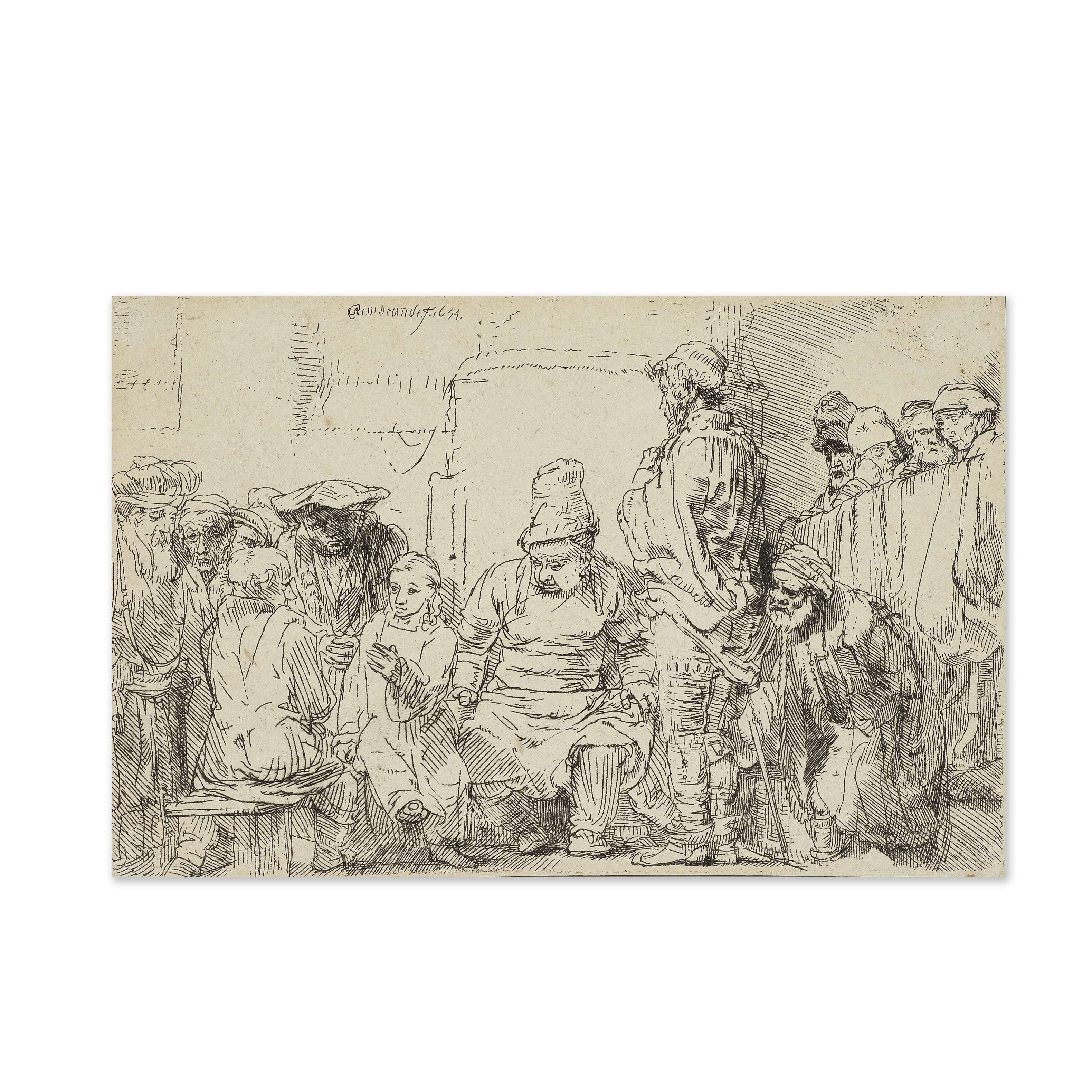 REMBRANDT HARMENSZ VAN RIJN (1606-1669) J&#233;sus discutant avec les docteurs, 1653 (B65, NH28...