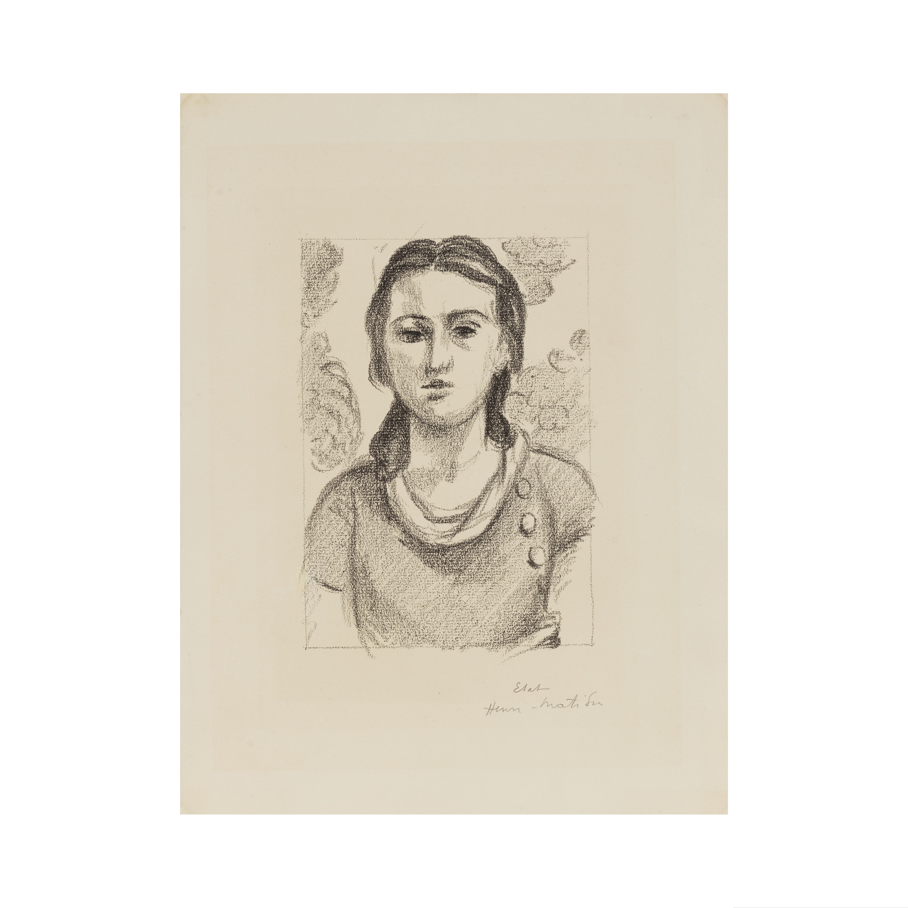 HENRI MATISSE (1869-1954) T&#234;te de Jeune Fille, 1925 (Duthuit, 453)Lithographie en noir sur ...