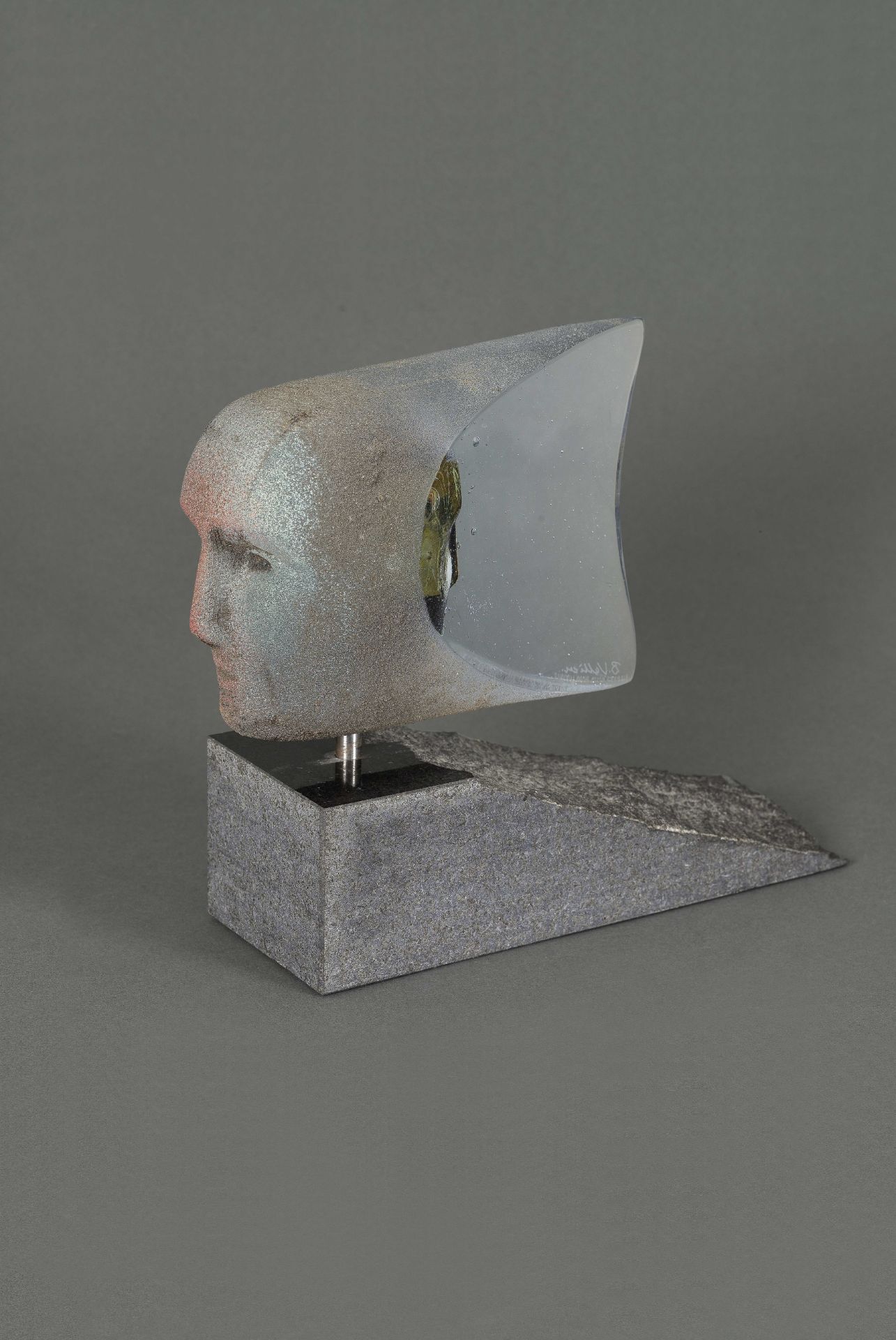 BERTIL VALLIEN (1938) & KOSTA BODA Sculpture Mini Janus Head IIPi&#232;ce unique2008Grav&#233;e ...