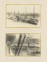 HENRI EVENEPOEL (1872-1899) P&#233;niche et charrette & Le pont sur la Seine