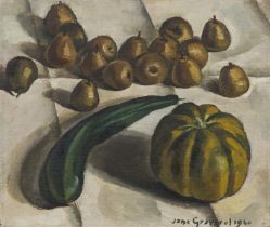 JANE GRAVEROL (1905-1984) Sans titre (Nature morte au concombre, poires et courge)