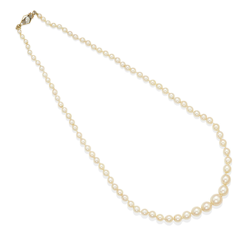 A SILVER AND CULTURED PEARL NECKLACE