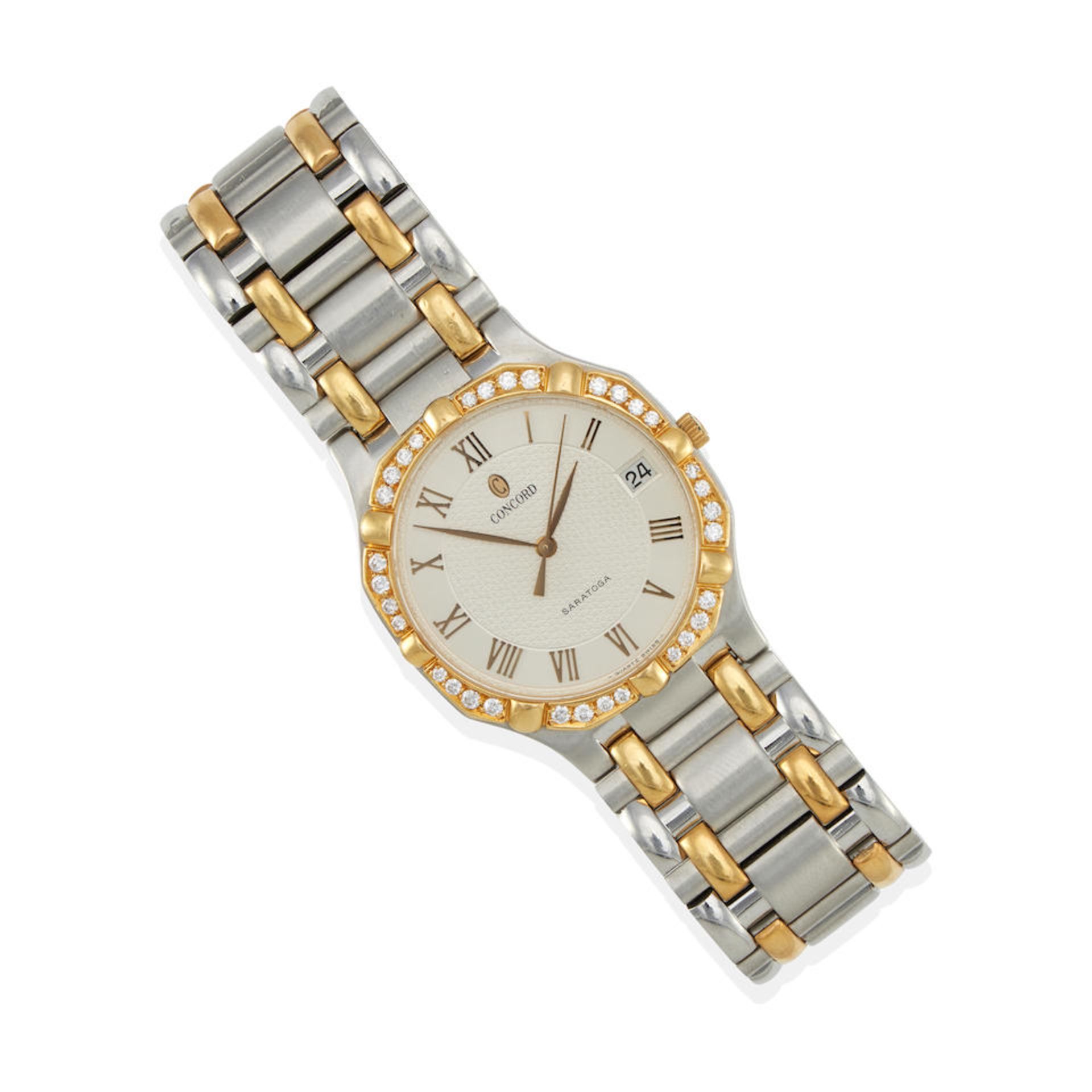 CONCORD: A STAINLESS STEEL, 18K GOLD AND DIAMOND 'SARATOGA' WRISTWATCH