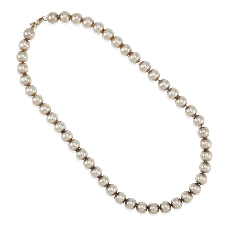 TIFFANY & CO.: A STERLING SILVER BEAD NECKLACE
