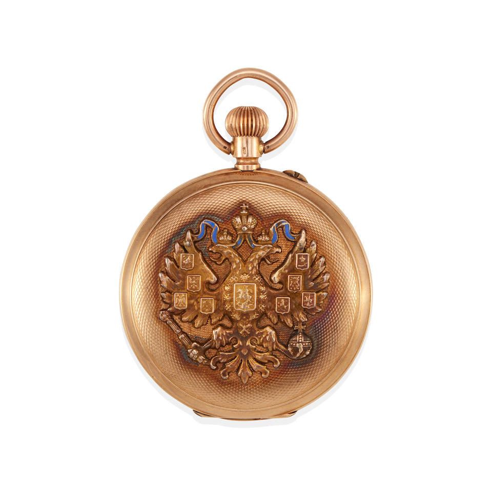 A 14K GOLD AND BLUE ENAMEL POCKET WATCH