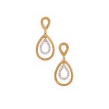 A PAIR OF 14K GOLD AND DIAMOND EAR PENDANTS