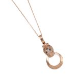 EFFY: A 14K ROSE GOLD, EMERALD, DIAMOND, AND BLACK DIAMOND LEOPARD HEAD PENDANT NECKLACE