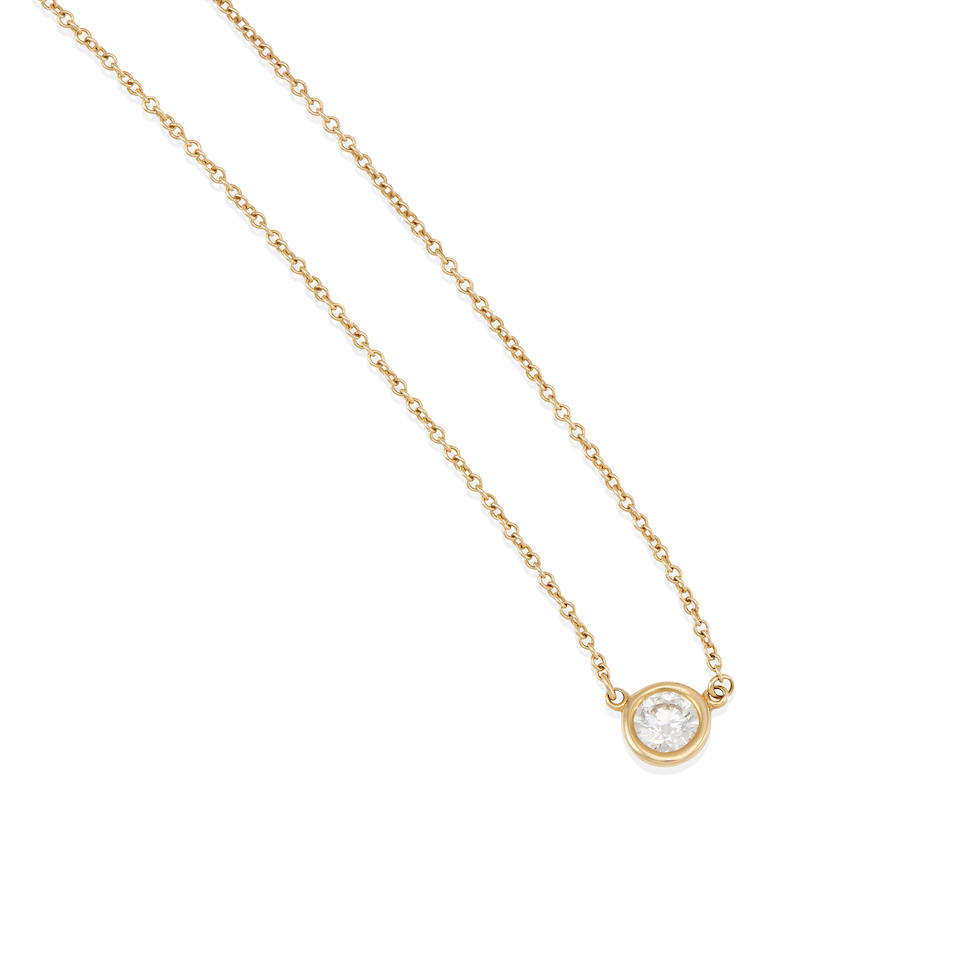 ELSA PERETTI FOR TIFFANY & CO.: 18K GOLD 'DIAMONDS BY THE YARD' SINGLE DIAMOND PENDANT NECKLACE