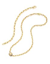 CARTIER: GOLD NECKLACE AND BRACELET, AND GOLD AND STAINLESS STEEL 'SANTOS 100' PENDANT (2)