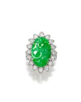 JADEITE AND DIAMOND RING