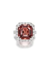 SPINEL AND DIAMOND RING