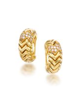 BVLGARI: PAIR OF DIAMOND 'SPIGA' EARCLIPS