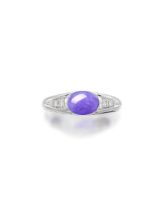 LAVENDER JADEITE AND DIAMOND RING