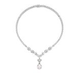 BAROQUE CULTURED PEARL AND DIAMOND PENDANT NECKLACE