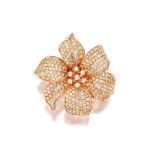 COLOURED DIAMOND AND DIAMOND 'FLOWER' RING/ BROOCH/ PENDANT