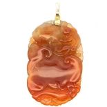 COLOURED JADEITE 'RUYI AND DRAGON' PENDANT