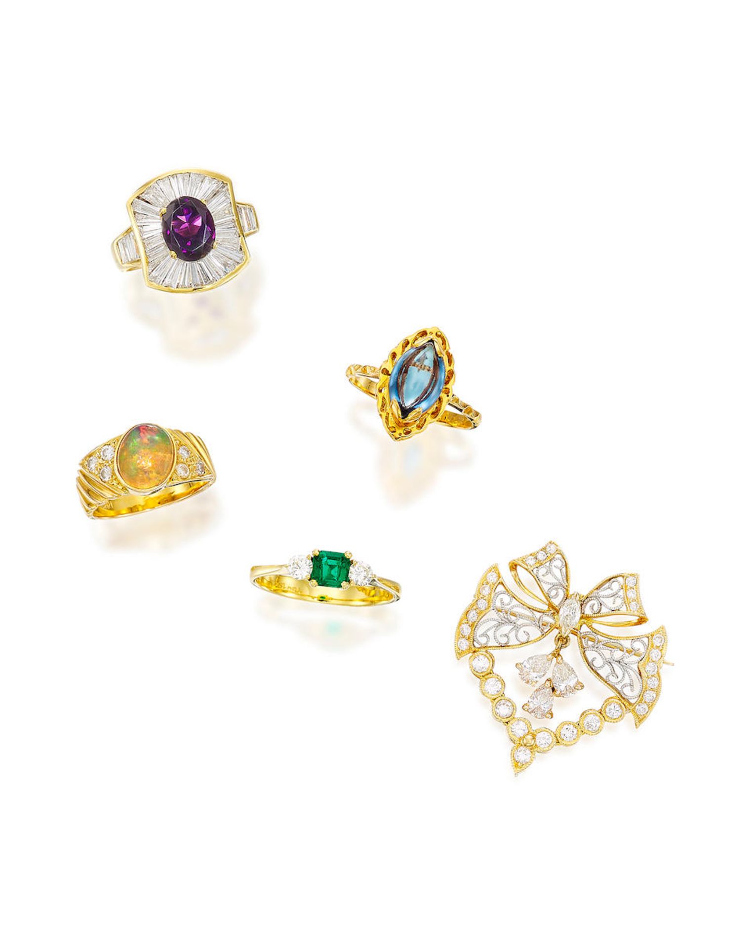 GROUP OF GEM-SET AND DIAMOND JEWELLERY (5)