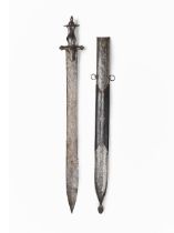 Epée khanda en acier à décor damasquiné en argent, selon la technique koftga...