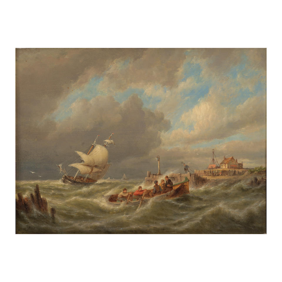 Pieter Cornelis Dommershuisen (Utrecht 1833-1918 Hexham) Marine, 'Eemnes on the Zuiderzee, Holla...