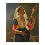 Pieter Van Hanselaer (actif dans les Flandres, 1786-1862) La tisseuse de laine