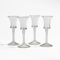 Ensemble de quatre verres à pied. Ca. 1765