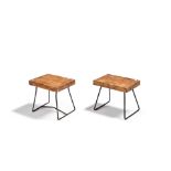 Paire de petits tabourets Assise en bois brut, armature en tiges métalliquesCa. 1960-70 29 ...