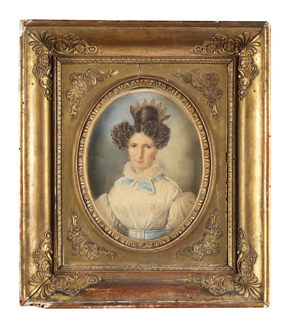 P. C. Fontenay. France, XIXe siècle Portrait de dame à la couronne