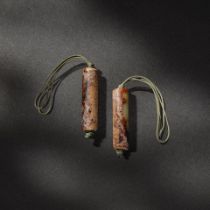 A PAIR OF ARCHAIC JADE TUBULAR BEADS Han Dynasty (2)