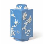 A BLUE-GROUND 'FLORAL' QUADRILATERAL VASE, CONG Qing Dynasty