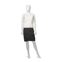 Karl Lagerfeld for Chanel: an Ivory White Silk Top and Grey Skirt Ensemble Autumn 2008
