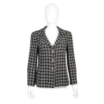 Karl Lagerfeld for Chanel: a Black and White Tweed Classic Blazer Jacket Spring 2010