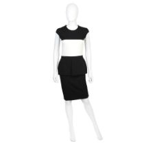 Alexander McQueen: a Black and White Bandage Style Peplum Dress