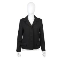 Hermès: a Black Wool and Leather Trim Short Jacket