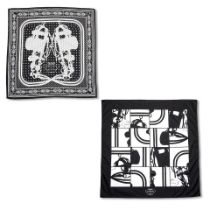 Hermès: Two Black and White Scarves