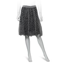 Karl Lagerfeld for Chanel: a Black and White Beaded Knee Length Skirt Spring 2018
