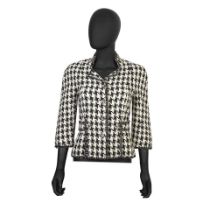 Karl Lagerfeld for Chanel: a Black and White Houndstooth Silk Blazer Jacket Spring 2008