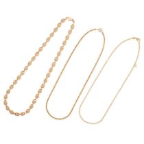 THREE 14K GOLD LINK CHAIN NECKLACES