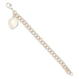 TIFFANY & CO.: A STERLING SILVER BRACELET WITH HEART CHARM