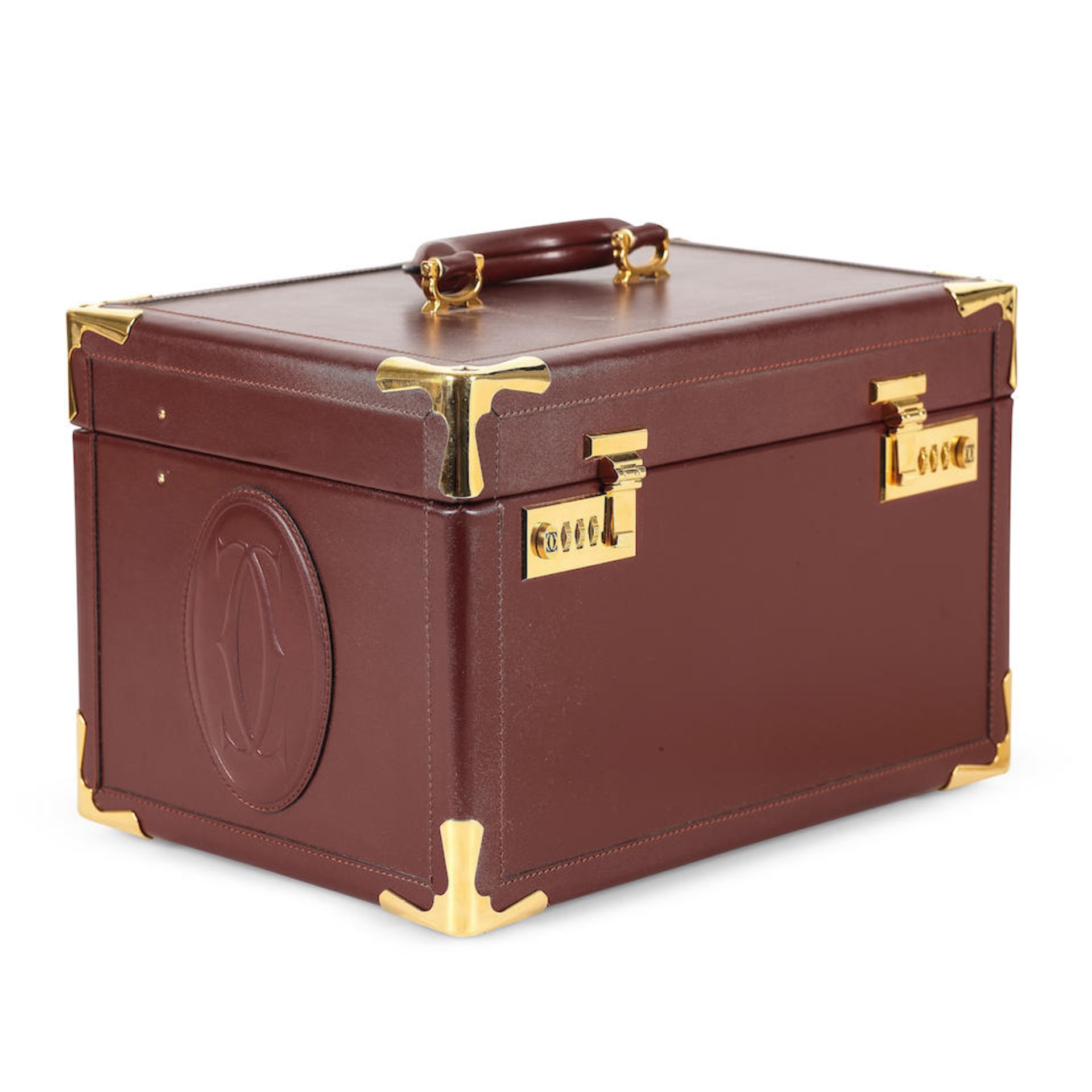 Les Must de CARTIER. Beauty case en cuir bordeaux. - Bild 5 aus 6