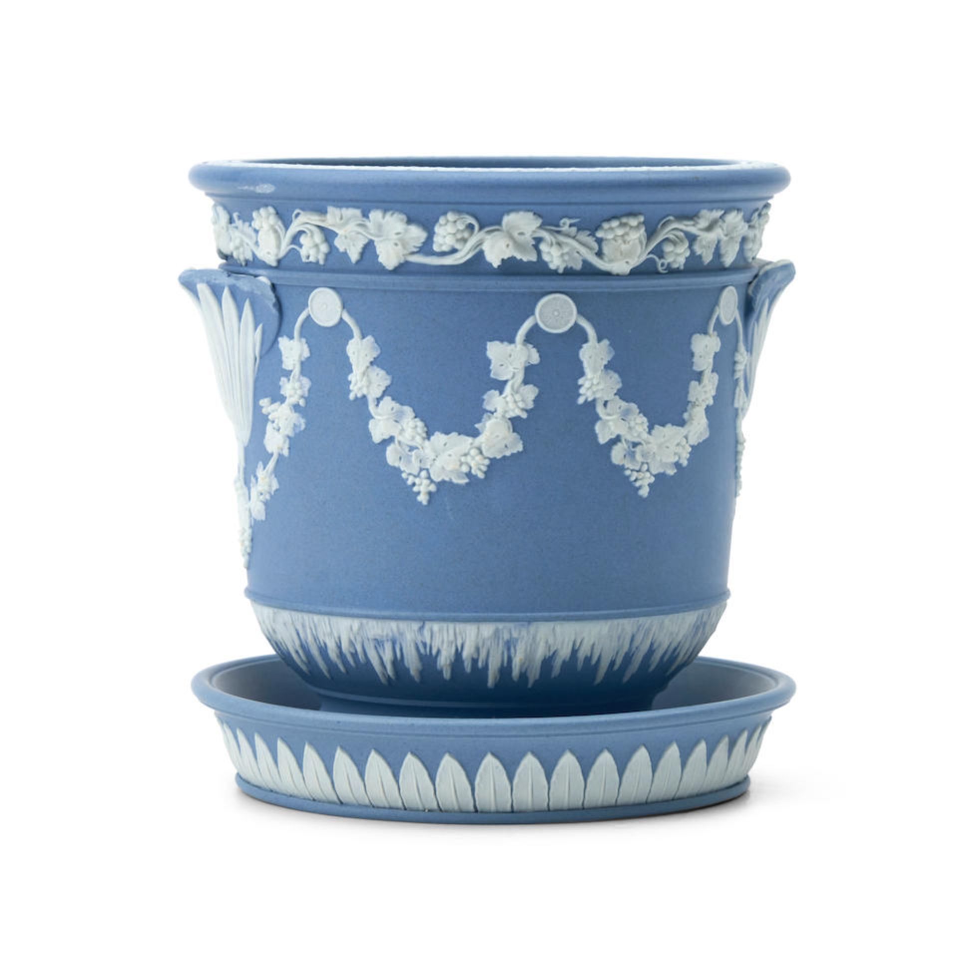 Wedgwood Solid Blue Jasper Plant Pot and Stand, England, late 18th century,