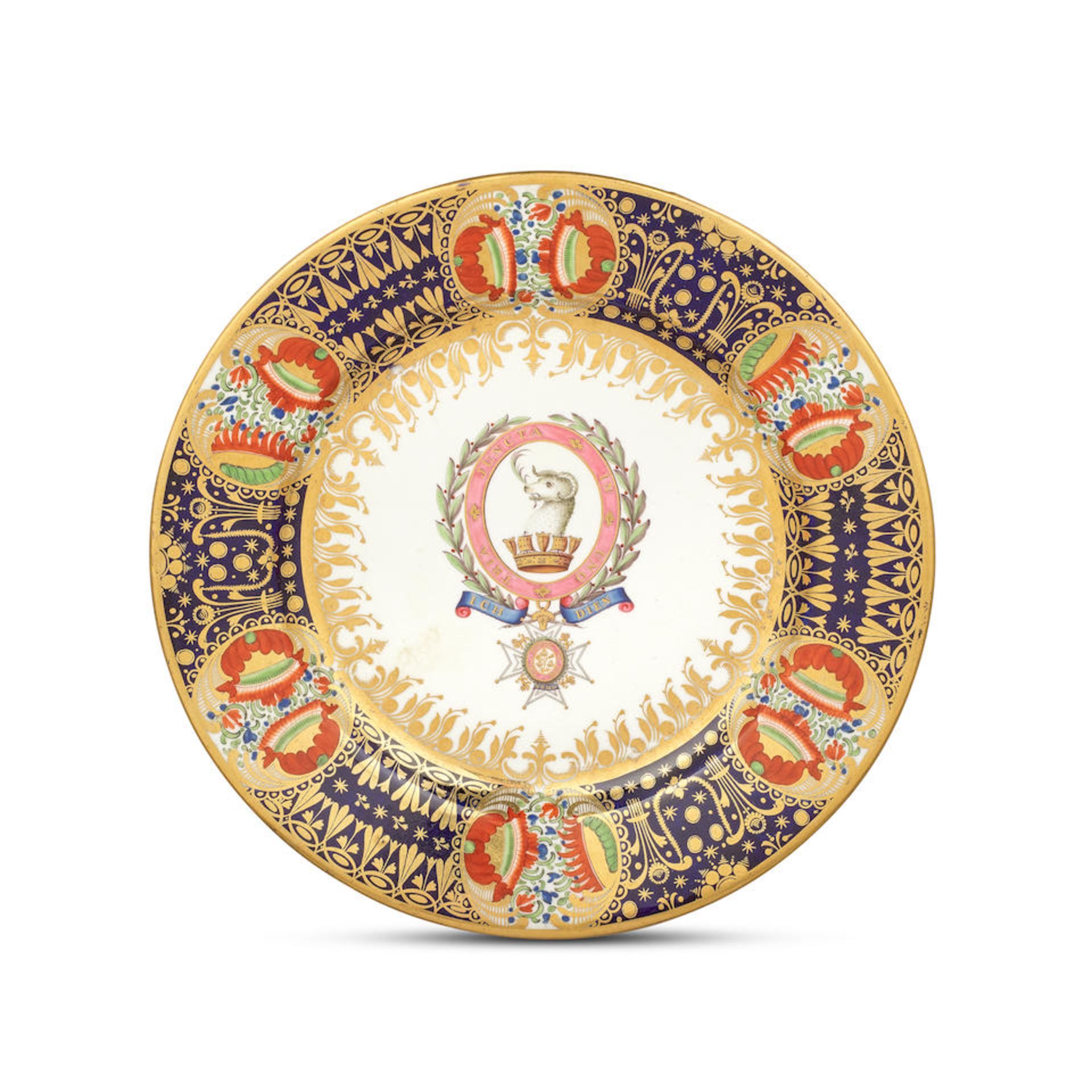 A Chamberlain Worcester armorial plate from the Yeo Service, circa 1815-19