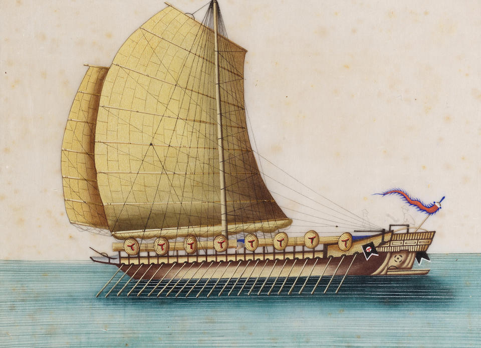 Circle of Youqua (Chinese, active circa 1840-1870) Studies of Chinese boats and junks, a set of ten - Image 3 of 31