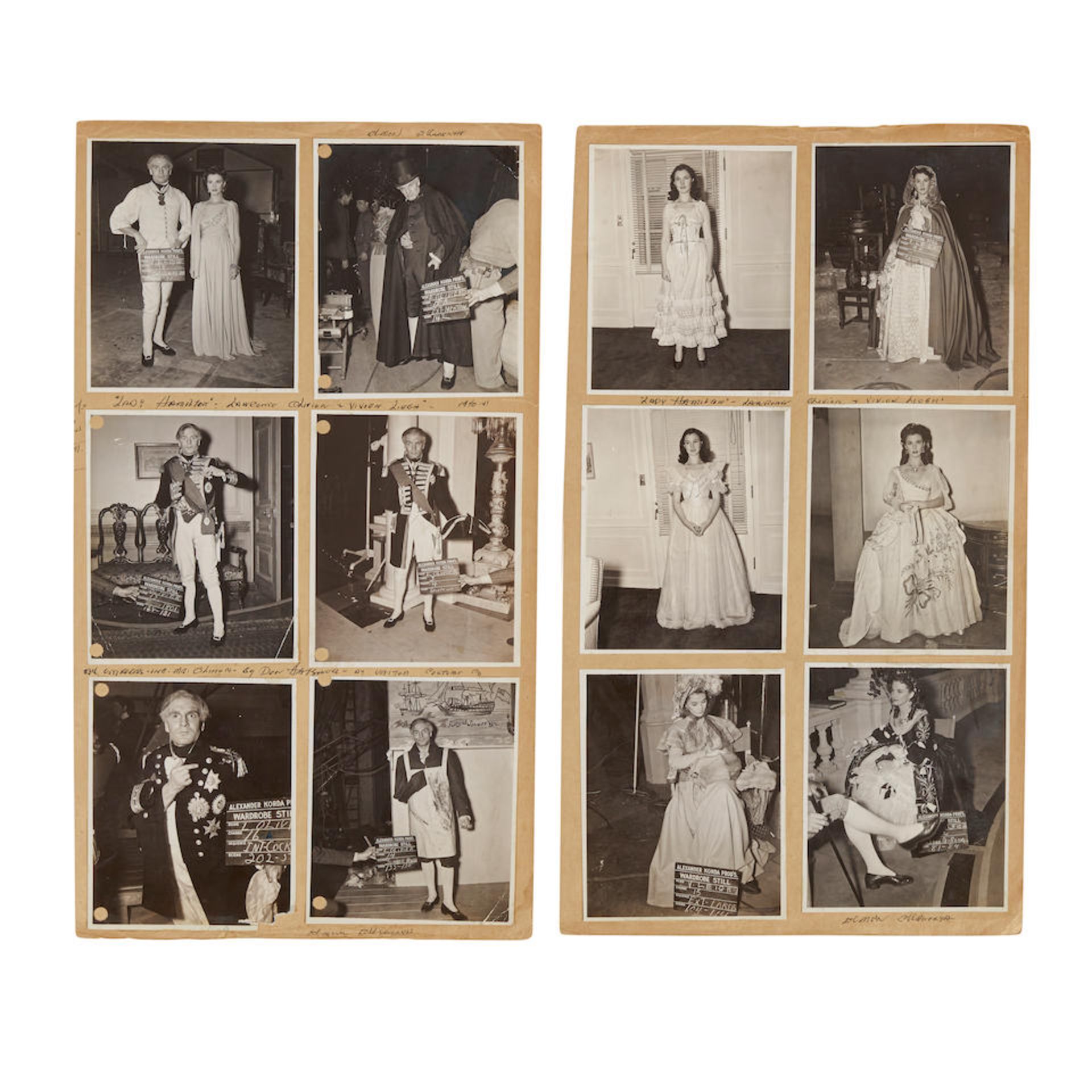 A Group of Wardrobe Test Photos from That Hamilton Woman Featuring Vivien Leigh and Laurence Oli...