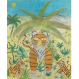 Henri Hecht Maik (French, 1922-1993) La maman tigre 39 3/8 x 31 7/8in (100 x 81cm); Framed 39 1/...