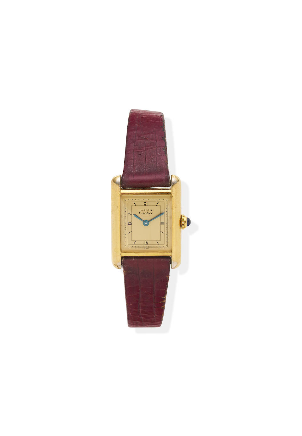 CARTIER | SILVER GILT LADY'S MUST DE CARTIER TANK WRISTWATCH