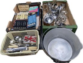 A large Collection of silver plated Ware; boxed cutlery, chrome & plated ware