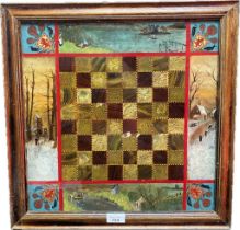 A 19th century Scottish hand painted chess board [47x47cm]