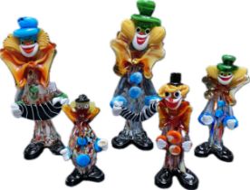 A collection of five Murano glass clowns figures [34.5cm]