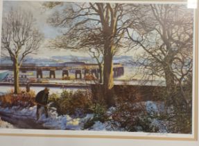 J. McIntosh Patrick Limited edition print titled ''Clearing The Spring Snows'', within a gold