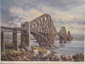 Limited edition print ''Spanning The Forth'', signed. 338/850 copies. [Frame 66x78cm]
